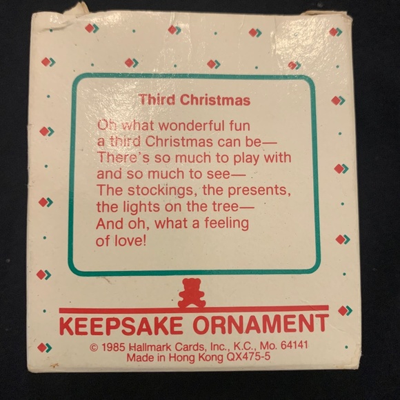 1985 Hallmark Keepsake Ornament Child's Third Christmas in Box Collectable - Picture 7 of 9
